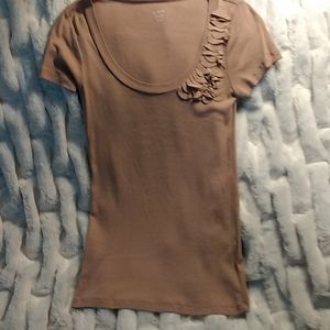 J Crew Deep Scoop Neck T w/Shoulder Ruffle